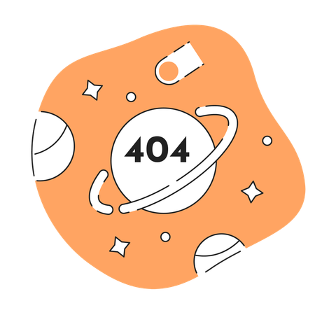 Universe and space exploration black white error 404  Illustration