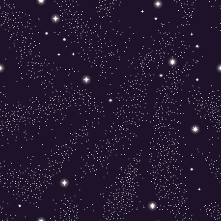 Universe with planets and stars seamless pattern, cosmos starry night sky  Illustration