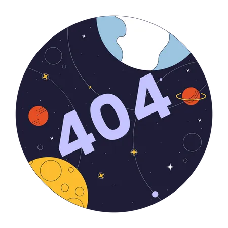 Universe with planets error 404  Illustration