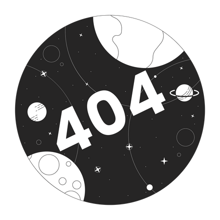 Universe with planets with error 404  Illustration