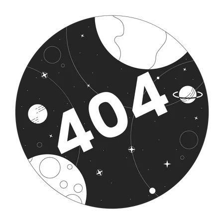 Universe with planets with error 404  Illustration