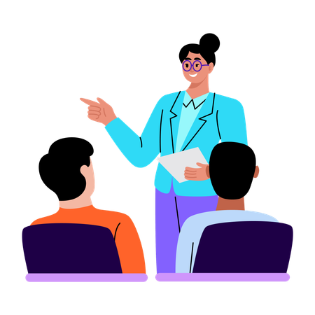 University giving instruction to student  Illustration