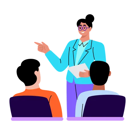 University giving instruction to student  Illustration