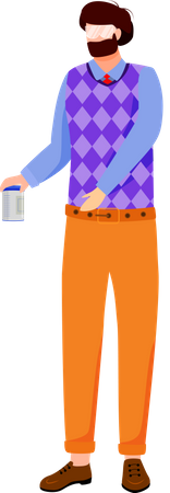 University professor with chemicals can  Illustration