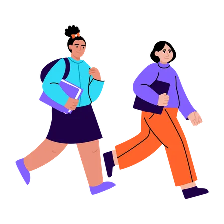 University student going to university  Illustration