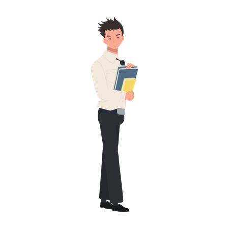 University Student Holding Books  Illustration