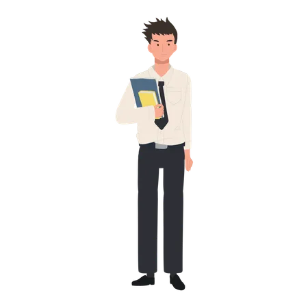 University Student Holding Books  Illustration