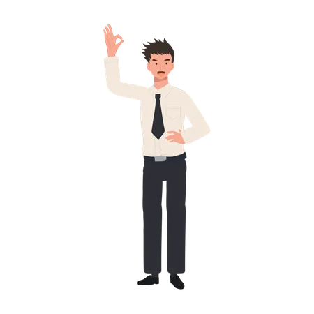 University Student in uniform is Smiling and Showing Ok Sign  Illustration