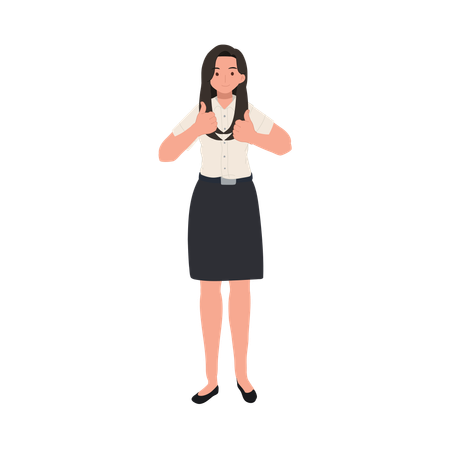 University Student in Uniform Showing Thumbs Up  イラスト