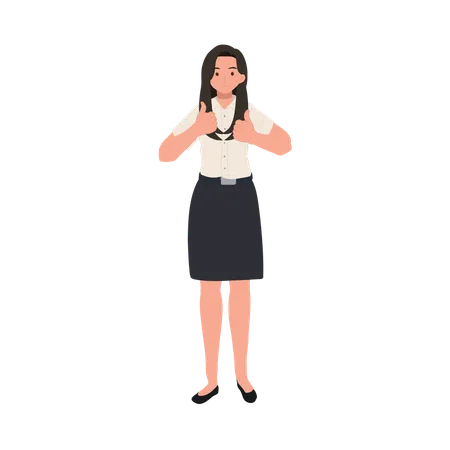 University Student in Uniform Showing Thumbs Up  Illustration