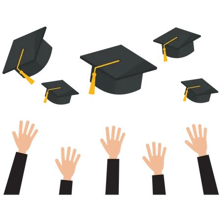 University student is throwing a graduation cap  Illustration