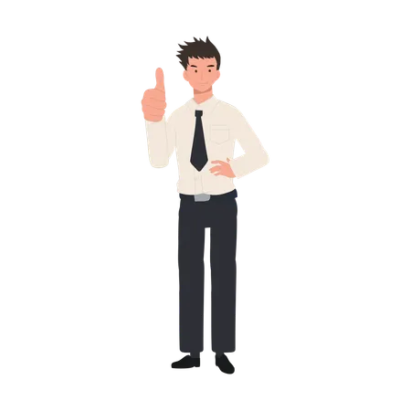 Thai University Student In Uniform Showing Thumbs Up Positive Gesture Illustration