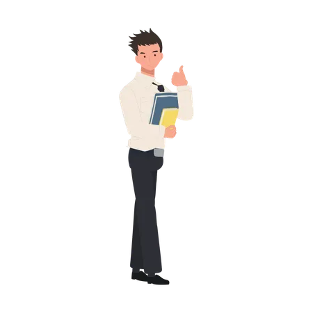 University Student Showing Thumbs Up  Illustration