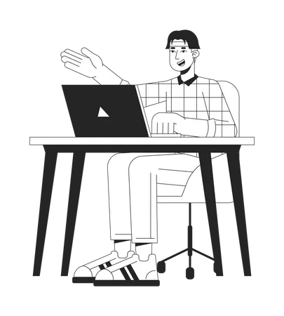 University student sitting at table  Illustration