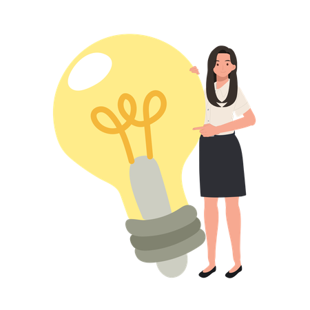 University Student with big Light Bulb Idea  Illustration