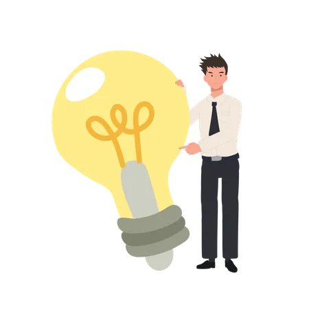 University Student with big Light Bulb Idea  Illustration