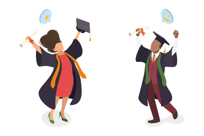University Students Graduation  Illustration