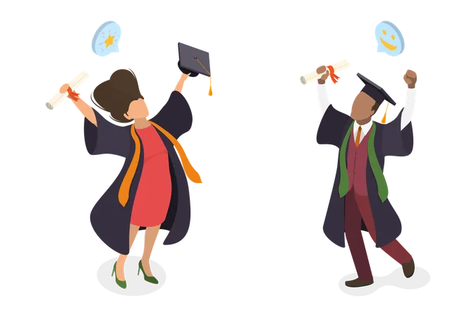 University Students Graduation  Illustration