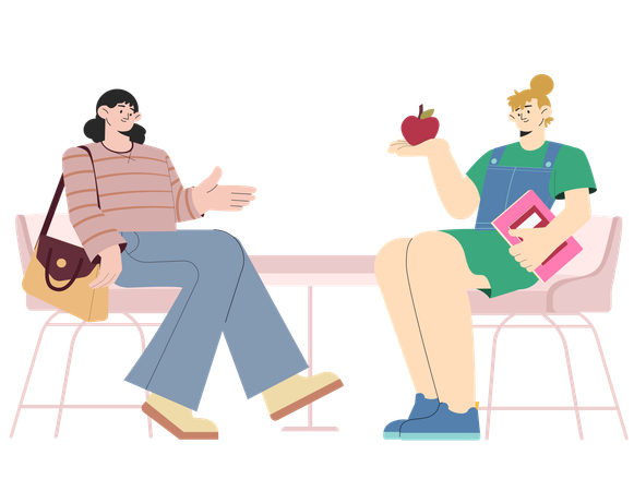 University students talking each other  イラスト