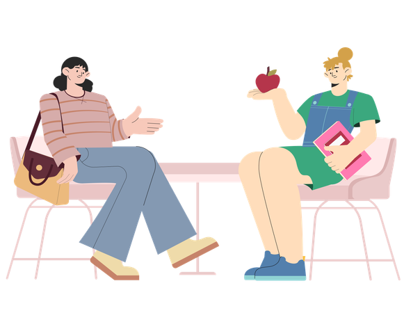 University students talking each other  Illustration