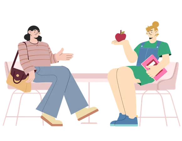 University students talking each other  Illustration