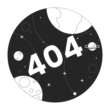 Universo com planetas com erro 404  Ilustração