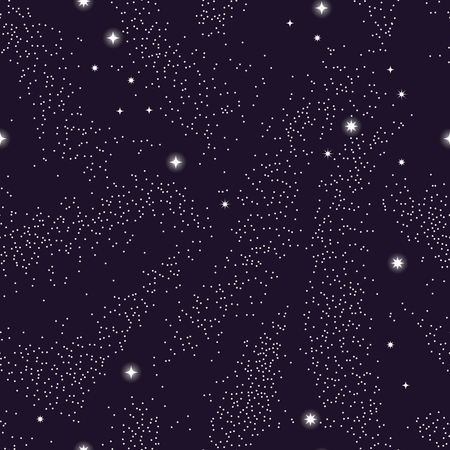 Universo com padrão sem emenda de planetas e estrelas, céu noturno estrelado do cosmos  Ilustração