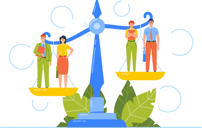 Unjust Advantage Rights Salary Imbalance Inequality Discrimination Fairness At Work And Career Ladder Business Characters Stand On Scales On Different Level Cartoon People Vector Illustration Illustration