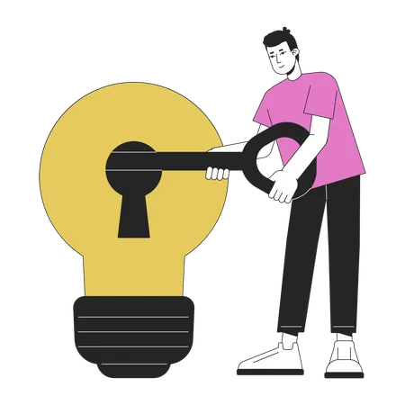 Unlock good idea for startup  Illustration