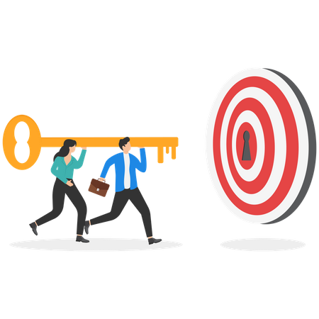 Unlock idea for achieving target in business team  Illustration