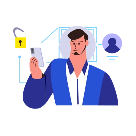 Unlock phone using face recognition  Illustration