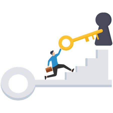 Unlock the achievements of business  Illustration