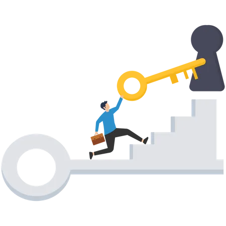 Unlock the achievements of business  Illustration