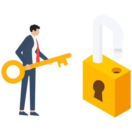 Unlock the business lock Illustration