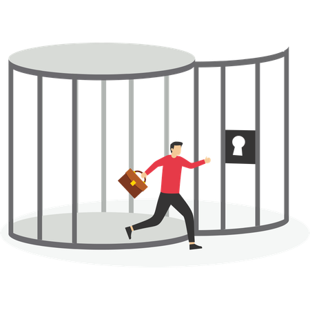 Unlock the cage and people return to work  Illustration