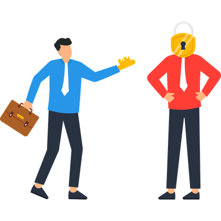 Unlocking Potential Businessman Offering Key to Padlock Head  Illustration