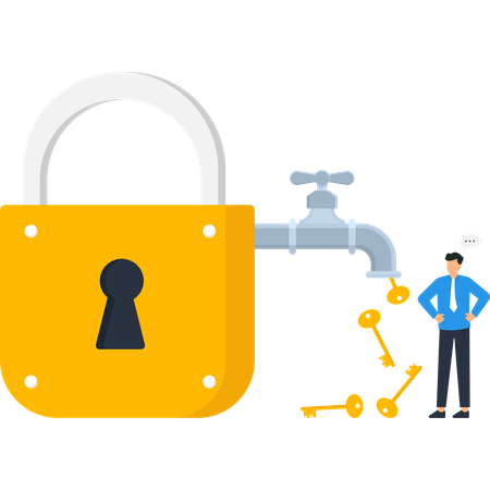 Unlocking Success Business Solutions Keys Flowing from Padlock  Illustration
