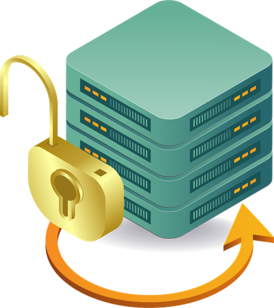 Unlocking technology server security  Illustration