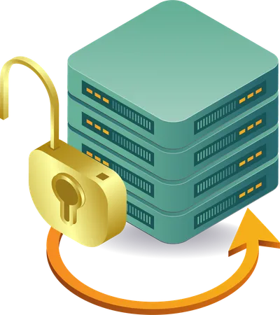 Unlocking technology server security  Illustration