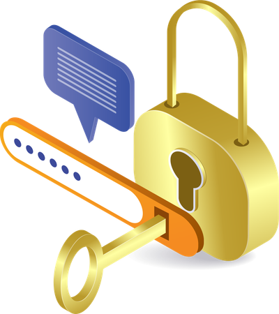 Unlocking the security padlock password technology  Illustration