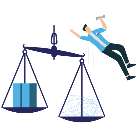 Unlucky Businessman Falling from Value Scale Due to Misfortune  Illustration
