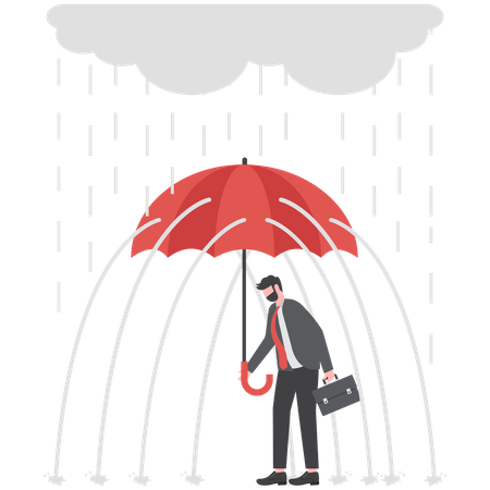 Unlucky businessman under rain  Illustration