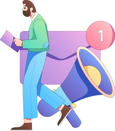 Unread emails seen by businessman  イラスト