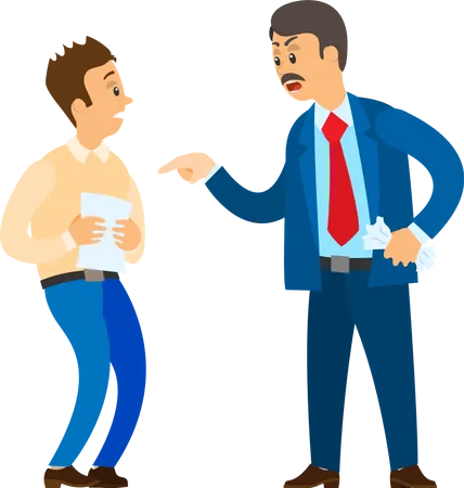 Unsatisfied Boss Claiming Worker Illustration