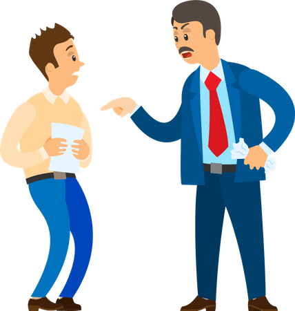 Unsatisfied Boss Claiming Worker  Illustration