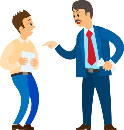 Unsatisfied Boss Claiming Worker  Illustration