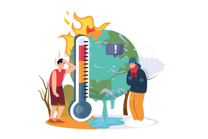 Unstable Weather Temperature  Illustration