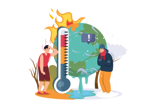 Unstable Weather Temperature  Illustration