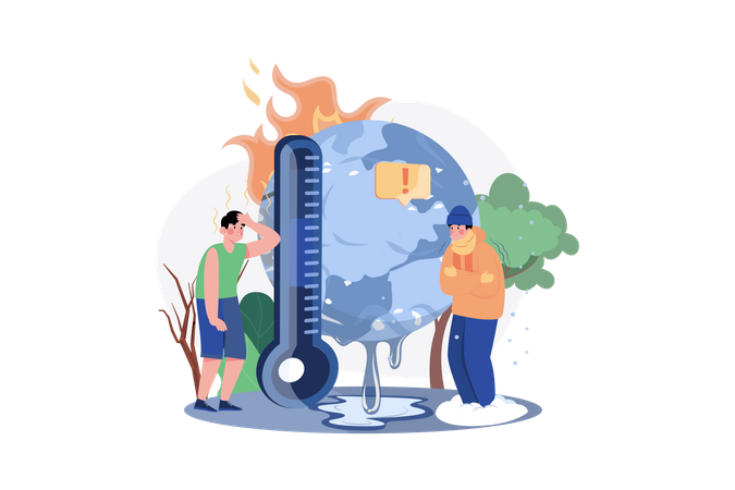 Unstable Weather Temperature  Illustration