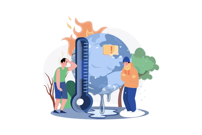 Unstable Weather Temperature  Illustration